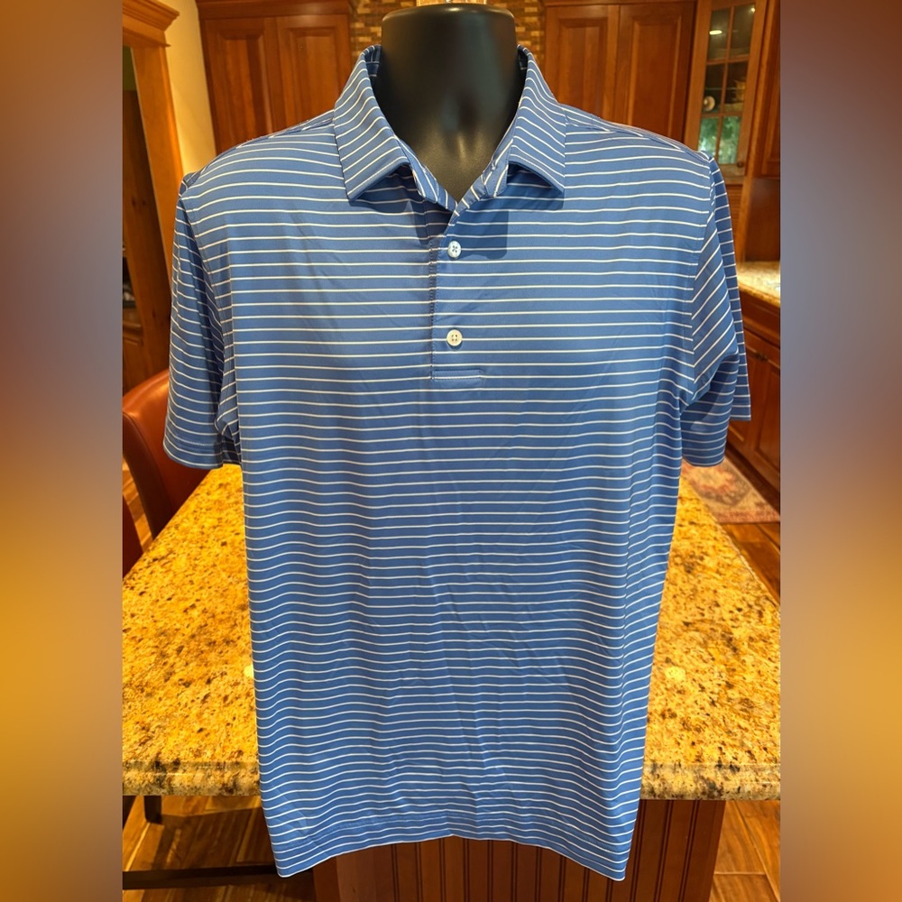 FootJoy Blue and White Striped Polo‎ Shirt - Picture 3 of 6